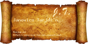 Janovics Tarján névjegykártya